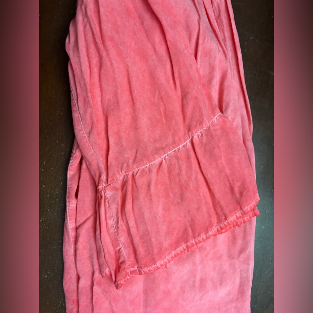 Floral and ivy Barbie pink large ruffles cinched top long flare sleeves vacation - Picture 10 of 10